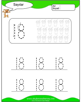 okul öncesi 1 sayısı çizgi çalışması